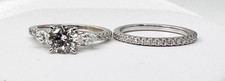 2.83ct lab created DIAMOND solitaire engagement wedding ring set 14k white gold