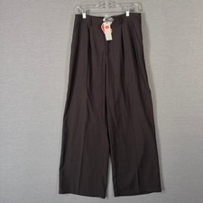 Cider Pants Womens Large Gray Wide Leg High Rise Preppy Business Dress Pant NEW