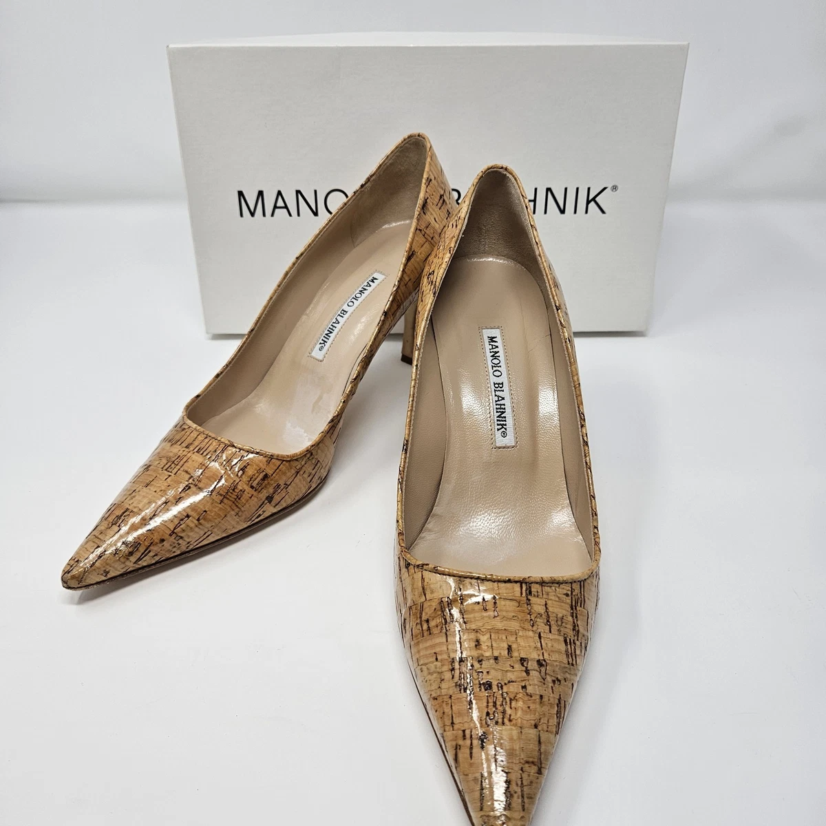 Escarpins Manolo Blahnik En Daim Brun - Talons Kitten (bas) - Pointure 34.5 - Occasion - Italie