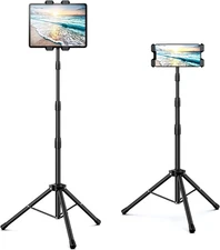 Raking Tablet Floor Stand, Height Adjustable Cellphone Stand with Black 