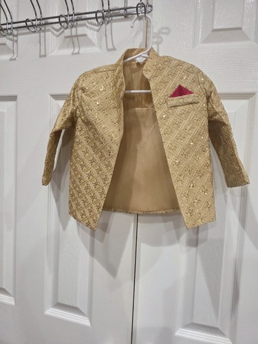 Boys Prince Coat Dull Gold Sherwani 4-5T (Matching Men M & Toddler 2T Separate)
