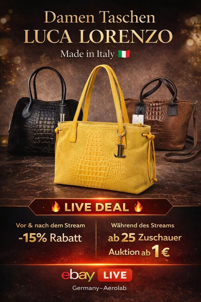 LIVE: Luca Lorenzo Damen Taschen Made in Italy – Auktion ab 1€ & Deals