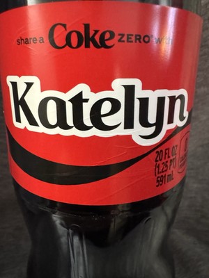 Share A Coke with  Katelyn  2025 Personalized Gift Coca Cola Bottle 20oz Zero
