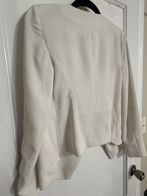 Express White Cropped Blazer Jacket Size 0 Women's XS Long Sleeve Open Front