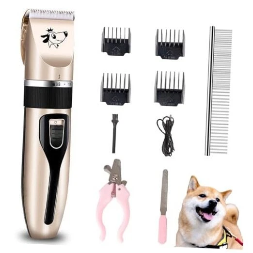 Dog Clippers Grooming Kit and Paw Trimmer,Cordless,Low Noise, Electric