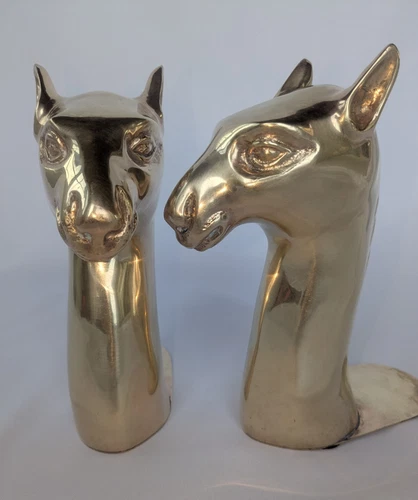 Large SOLID BRASS Vintage MCM Camel Lama Bookends Spain Retro 9"! Heavy Rare