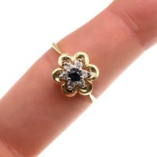 14K Yellow Gold Flower Style Sapphire & Diamo...