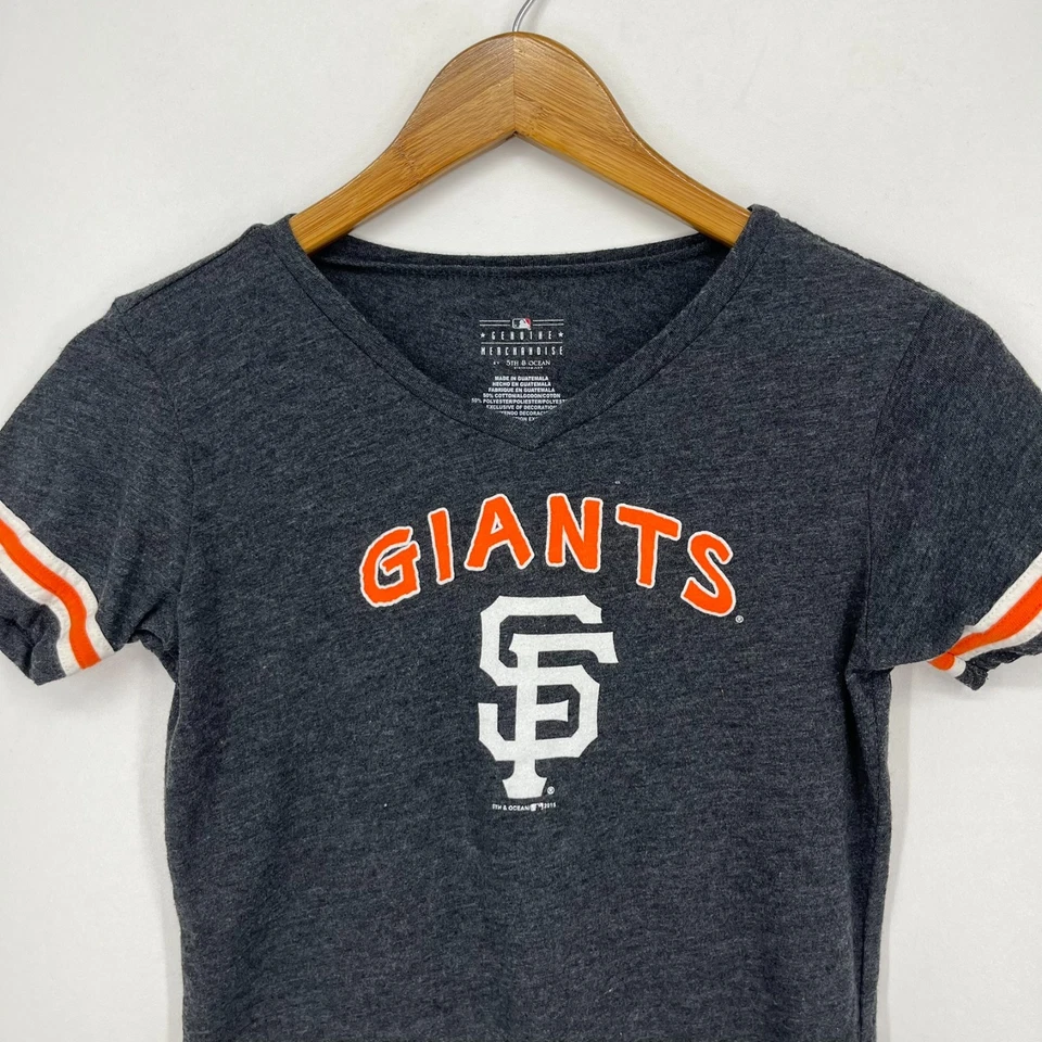 Camiseta de béisbol de los Gigantes de San Francisco para niñas XL gris MLB cuello en V 5th & Ocean Foto 2 de 4