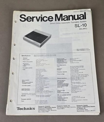 Technics Turntable SL-10 Service Manual D-4407