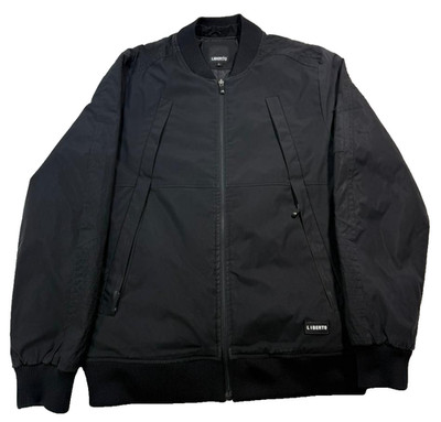 Liberto Men's Black Full Zip Bomber Jacket Polyester Size L