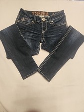 Hydraulic Bailey SuperSkinny Jeans Women 3/4 Inseam31 Blue Denim Embroidered Gem