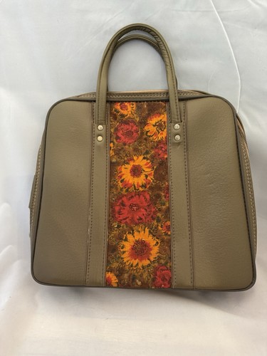 Vintage 60’s 70’s Carry On Luggage Tuffer Travel Case Floral Tapestry Design