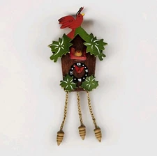 Vintage Midwest Wooden Cuckoo Clock Ornament Christmas Tree Taiwan 