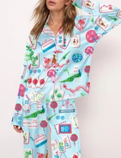 Chinoiserie Mahjong Silky Satin Pajama Set For Women