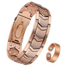 3X Strength Magnetic Copper Bracelet for Men - 99.9 Pure Copper Bracelet  Ring