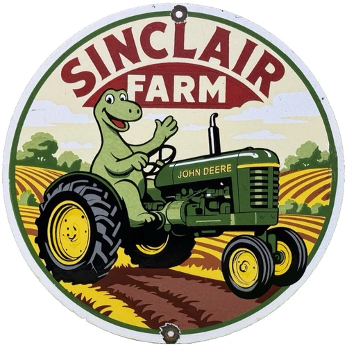 VINTAGE SINCLAIR FARM PORCELAIN SIGN DEALERSHIP GASOLINE STATION DINO MOTOR OIL