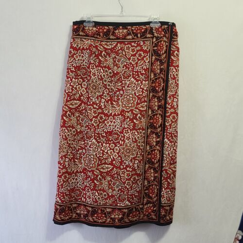 Vintage Sag Harbor Faux Wrap Skirt Women's Plus Size 16W Red Black - Picture 1 of 8