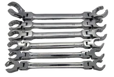 6pc Metric Double End Flexible Head Flare Nut Wrench Set Offset Spanner Wrenches