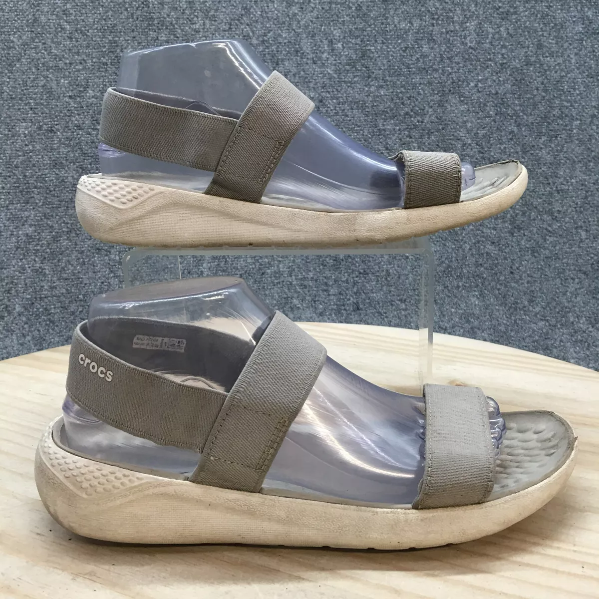Crocs LiteRide Sandals Womens 9 Strappy Gray Comfort Casual