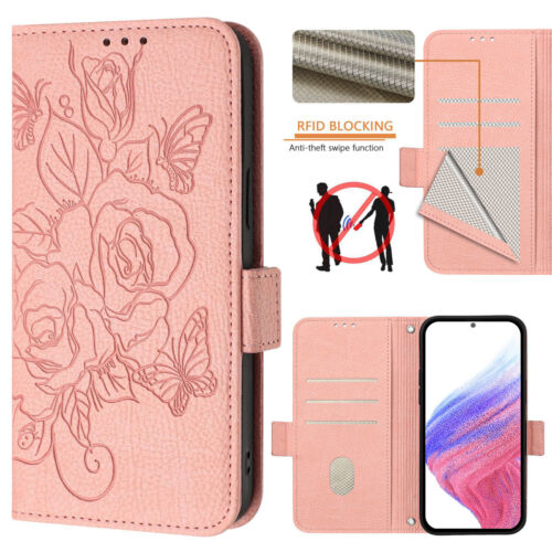 Crossbody Strap Leather Rose Card Wallet Case Flip Stand Cover For Various Phone - Picture 14 of 25