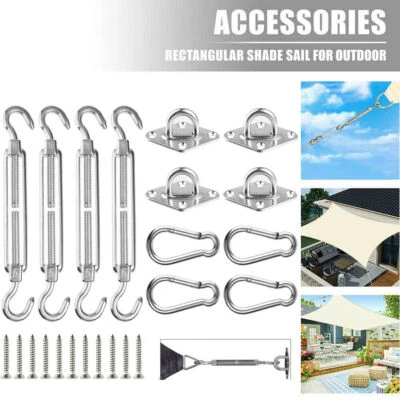 Sun Shade Sail Garden Patio Sunscreen Awning Canopy Stainless Fixing Fitting Kit