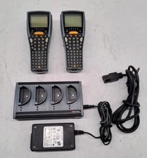LOT OF 2 Intermec T2415 Barcode Scanner Trakker W/ 2 BATTERIES & BASE CHARGER