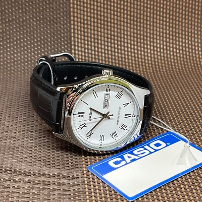 Casio Orologio al quarzo da uomo Casio, cinturino in pelle, quadrante
