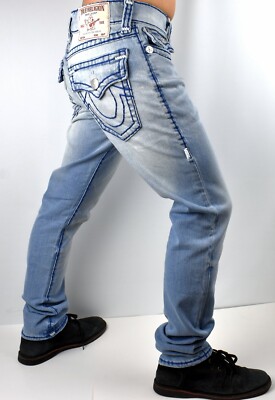 True Religion ライトブルーデニム True Religion Mens Rocco Havana Light Blue Super T Relaxed Skinny