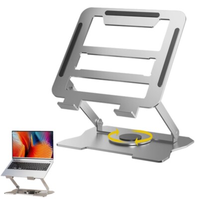 360° Rotating Adjustable Foldable Laptop Stand Riser for Desk Computer Holder