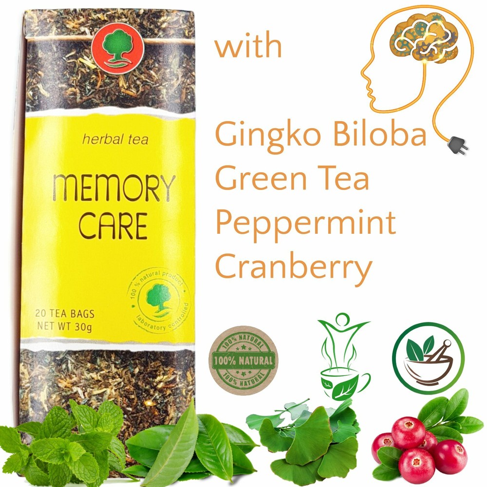 Memory Tea Blend Bags Benefits for Seniors, Brain, Concentration, Vision Support