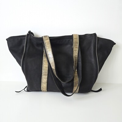 ATEMBERAUBENDE DAMEN ALL SAINTS VINTAGE SIRI REISSVERSCHLUSS BEUTELTASCHE GROSSE LEDERTASCHE SCHWARZ GOLD