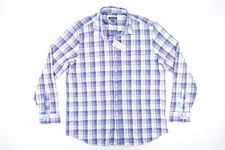 CLUB ROOM PLAID CHECK BLUE RED XL STRETCH BUTTON FRONT SHIRT MENS NWT NEW