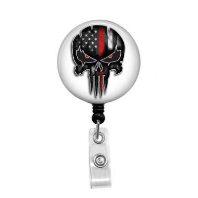 Red Line Flag Punisher - Retractable Badge Holder - Badge Reel - Lanyards - Stet