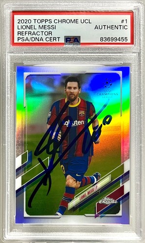 2020 Topps Chrome Refractor UCL Signed Lionel Messi FC Barcelona #1 PSA/DNA