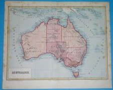 1877 rare CARTE ORIGINALE AUSTRALIE NOUVELLE GALLES DU SUD SYDNEY PERTH BRISBANE MELBOURNE