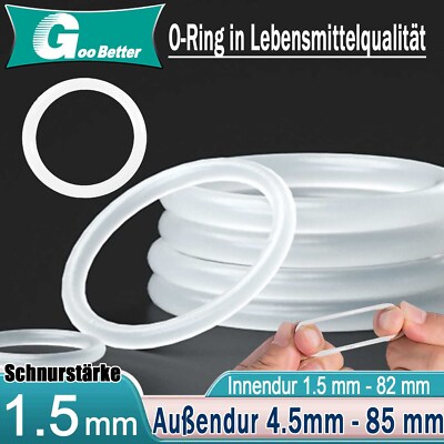 Silikon O Ring Schnurstärke 1,5 mm Dichtungsringe Dichtring Lebensmittelecht