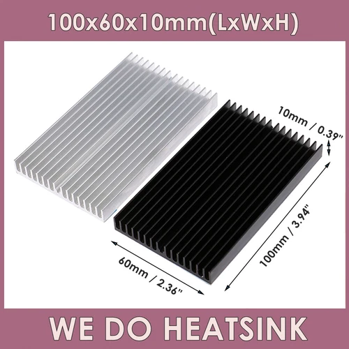 100x60x10mm / 3.94x2.36x0.39" Silver Black Aluminum Radiator Heat Sink Heatsink