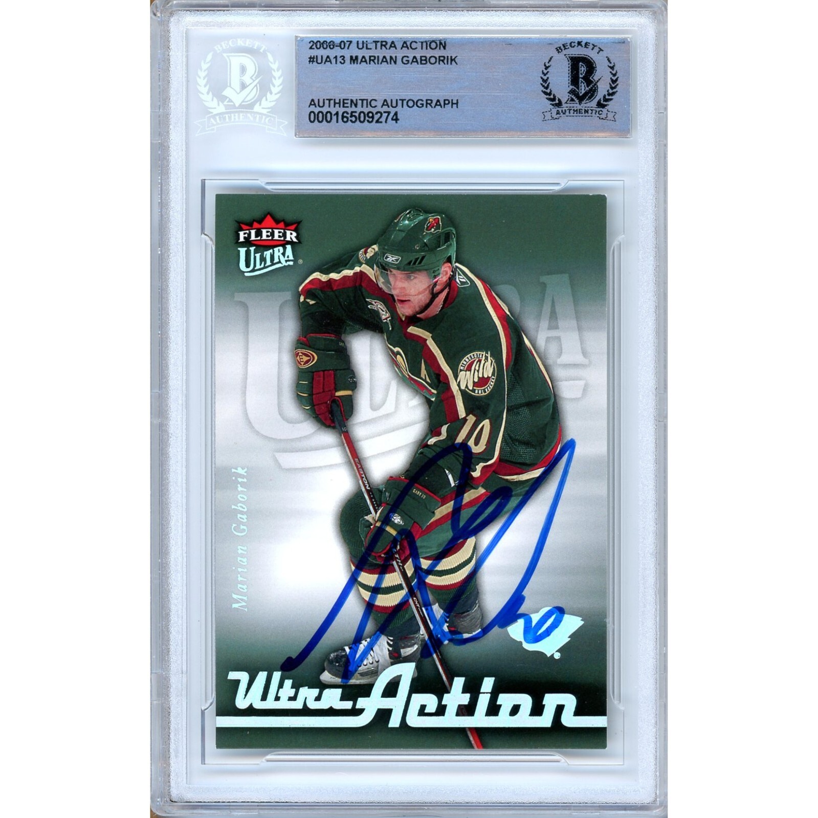 Marian Gaborik Minnesota Wild Auto 2006-07 Ultra Hockey BAS Auth Autograph Slab