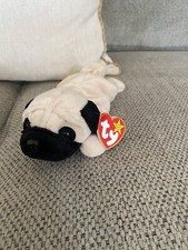 TY Beanie Baby - PUGSLY the Pug Dog 8 inch - MWMTs Stuffed Animal Toy