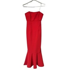 [NWT] XSCAPE Red Strapless Midi Mermaid Ruffled Hem Cocktail Formal Dress - Sz 2