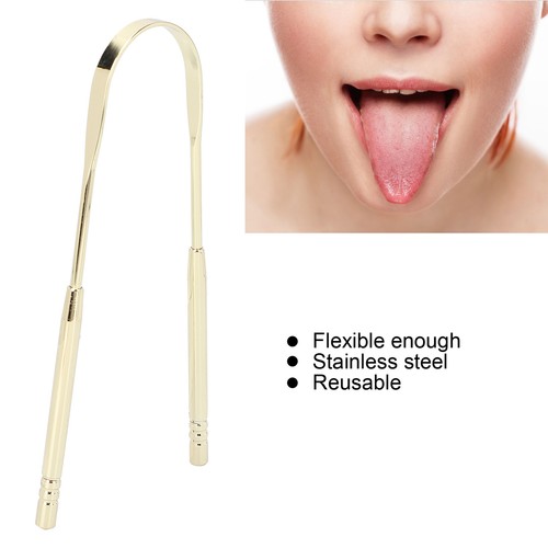 2pcs Tongue Scraper Stainless Steel U Shape Tongue Cleaner for Hygiene Gold - Picture 4 of 12