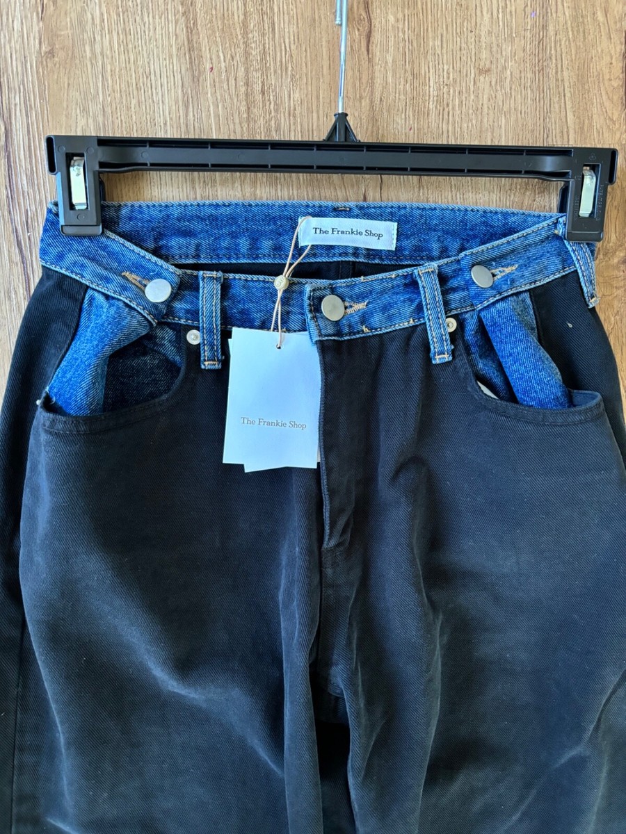 NWT The Frankie Shop HAYLA CONTRAST DENIM PANTS - BLACK/BLUE NWT The Frankie Shop HAYLA CONTRAST DENIM PANTS - BLACK/BLUE