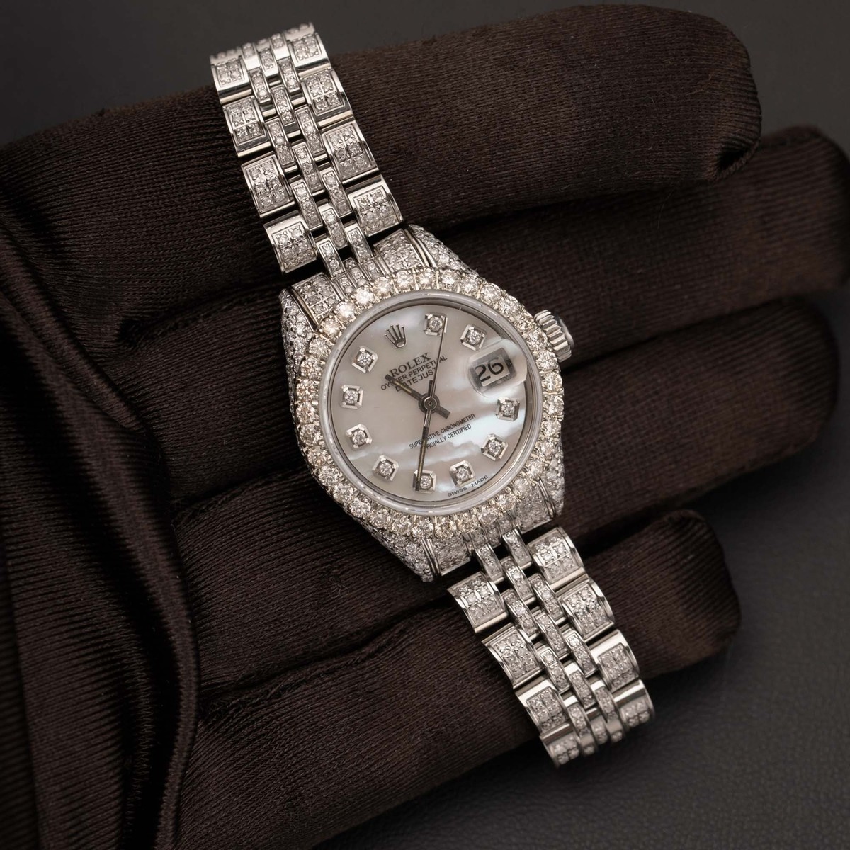 Rolex Datejust 6924 Diamond Bezel Jubilee Watch 26mm Mother of