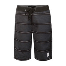Hurley Boys Black Striped Logo Shoreline Swim Trunks Board Shorts Size 16/28
