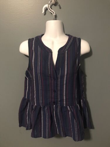 NEW Francesca's Tank Top Shirt Women's Alya Size XS Blue White Striped Babydoll