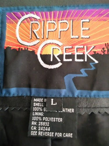 CRIPPLE CREEK NICE MENS LEATHER JACKET BLACK LARGE - Picture 5 of 5