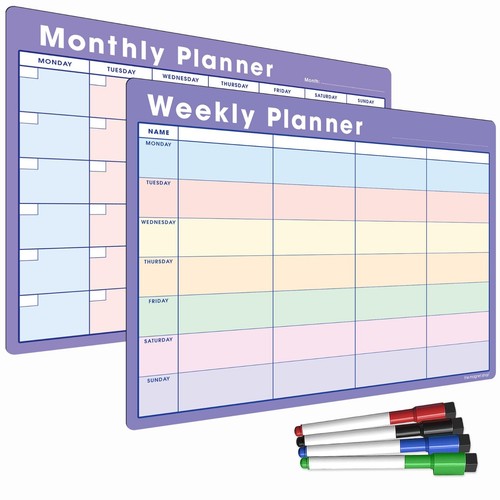 Calendario planificador de mes y semana | Pizarra magnética de borrado en seco | Hogar y oficina - Imagen 26 de 28