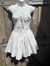SHEIN IVORY SHORT MINI MILKMAID COTTAGE PEASANT DRESS-XS - 4-6 -TULLE UNDERSKIRT