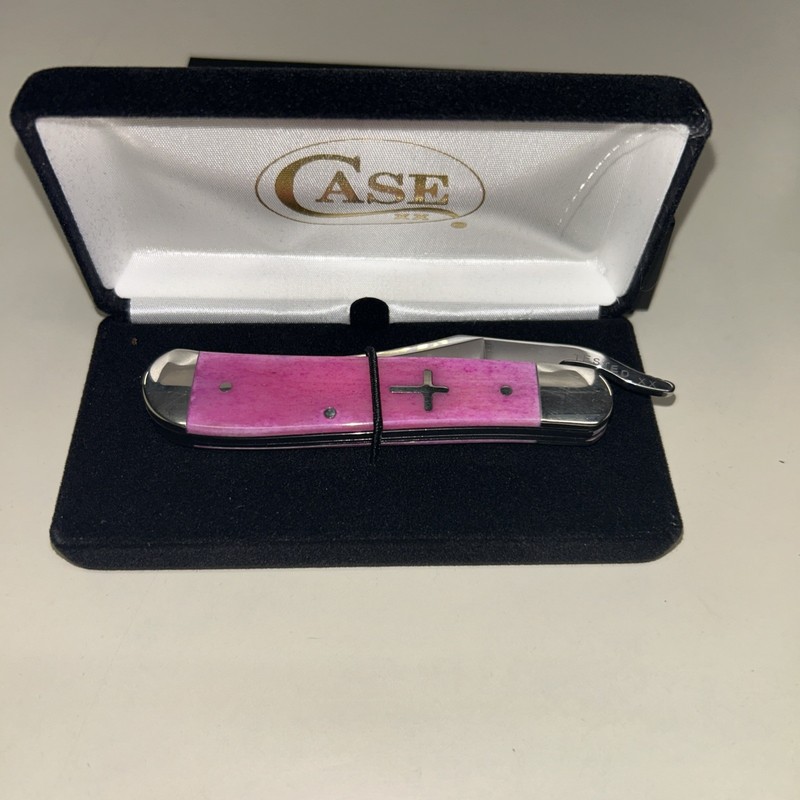 CASE XX #61953L PINK BONE SMOOTH RUSSLOCK WITH CROSS SS