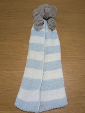 NWT Mud Pie Cuddle Pal Chenille Bear Security Blanket Lovey White Blue
